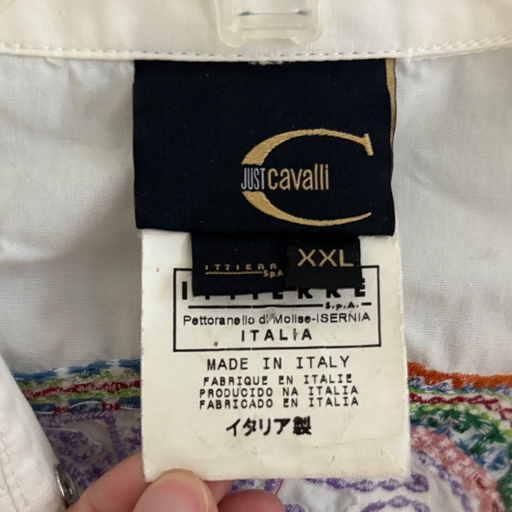 Just Cavalli White Gator Embroidered Snap Buttondown Shirt XXL - Picture 3 of 5